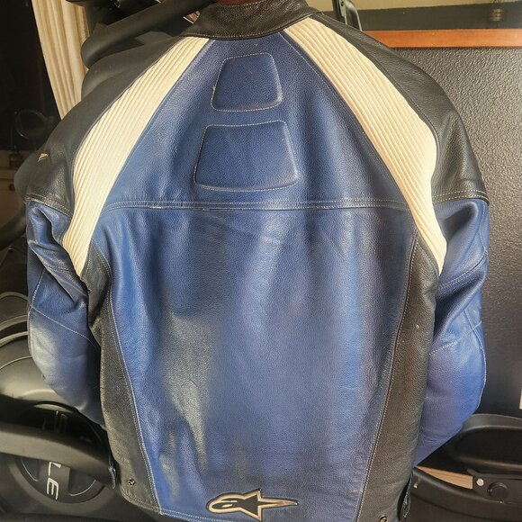 Alpinestars Leather Motorcycle Jacket US 42  - Blue/Black/White Sport Riding - Picture 12 of 12